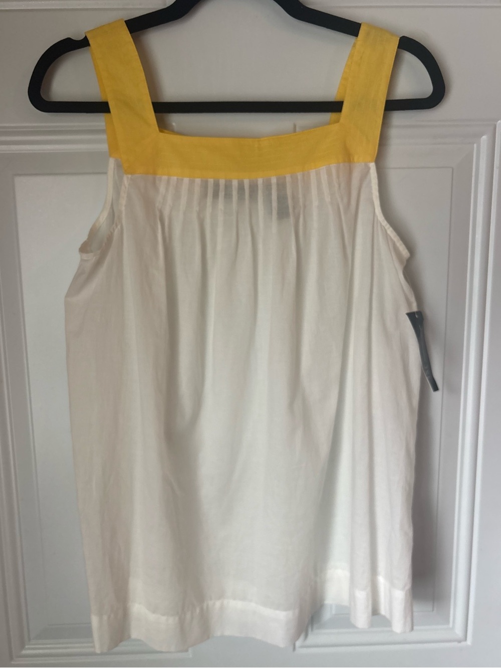 INC International Concepts Cream Tank Top with Yellow Square Neckline
